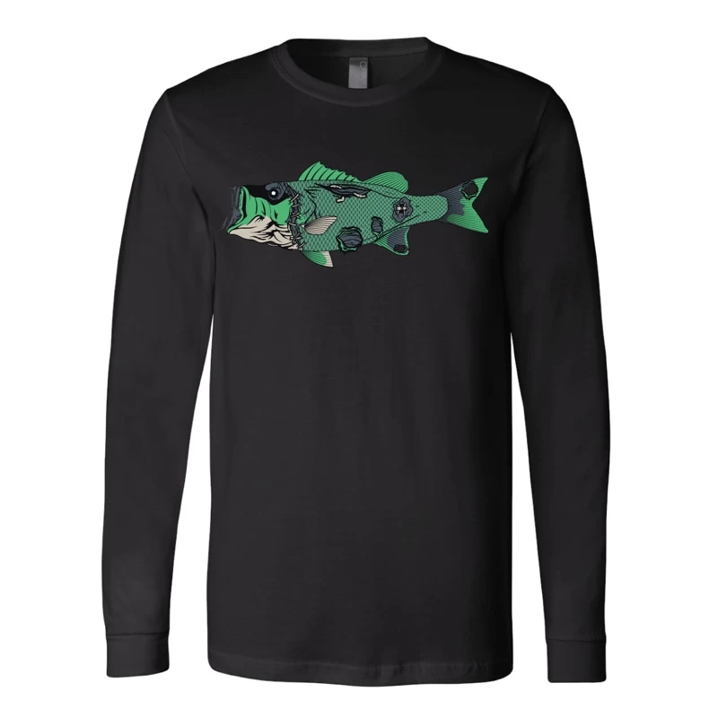 J&H Tackle Zombie Largemouth Bass Long Sleeve T-Shirt 1 J&H Tackle Zombie Largemouth Bass Long Sleeve T-Shirt