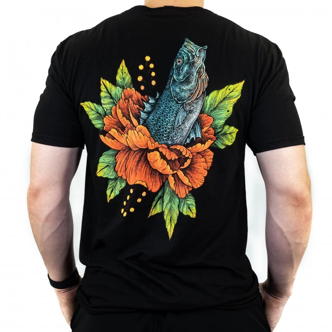 J&H Tackle Striped Bass Flower T-Shirt 1 J&H Tackle Striped Bass Flower T-Shirt