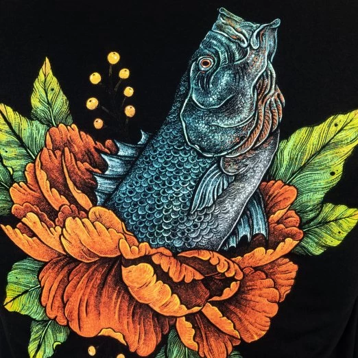 J&H Tackle Striped Bass Flower T-Shirt 3 J&H Tackle Striped Bass Flower T-Shirt - Image 3